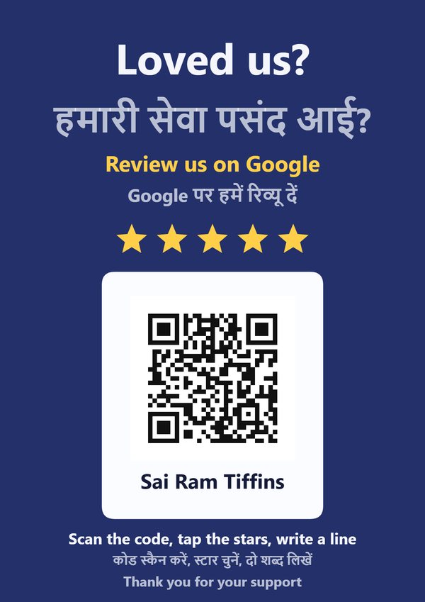 Sample Google review QR poster in English and Hindi