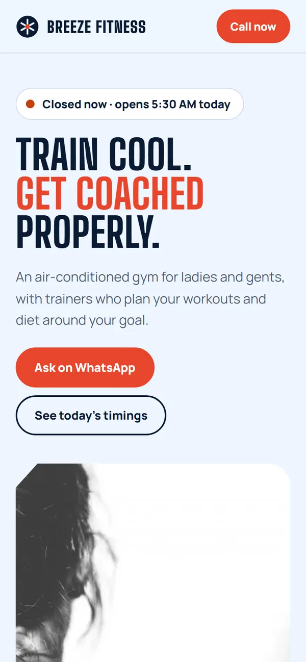 Fitness studio template on a phone