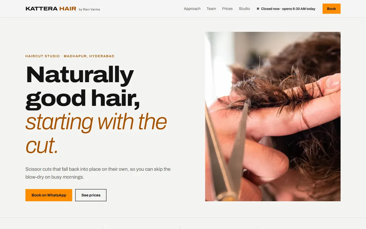 Hair studio template on a desktop screen