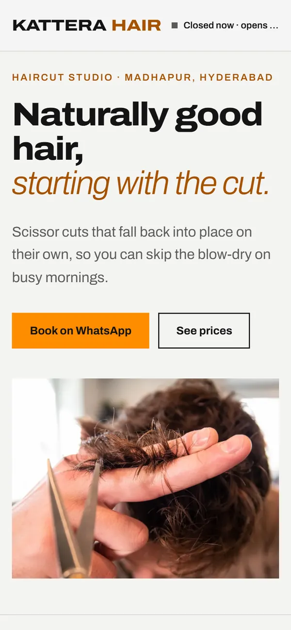 Hair studio template on a phone