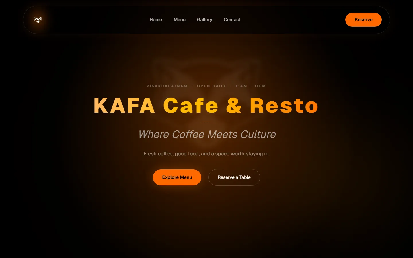KAFA Cafe homepage